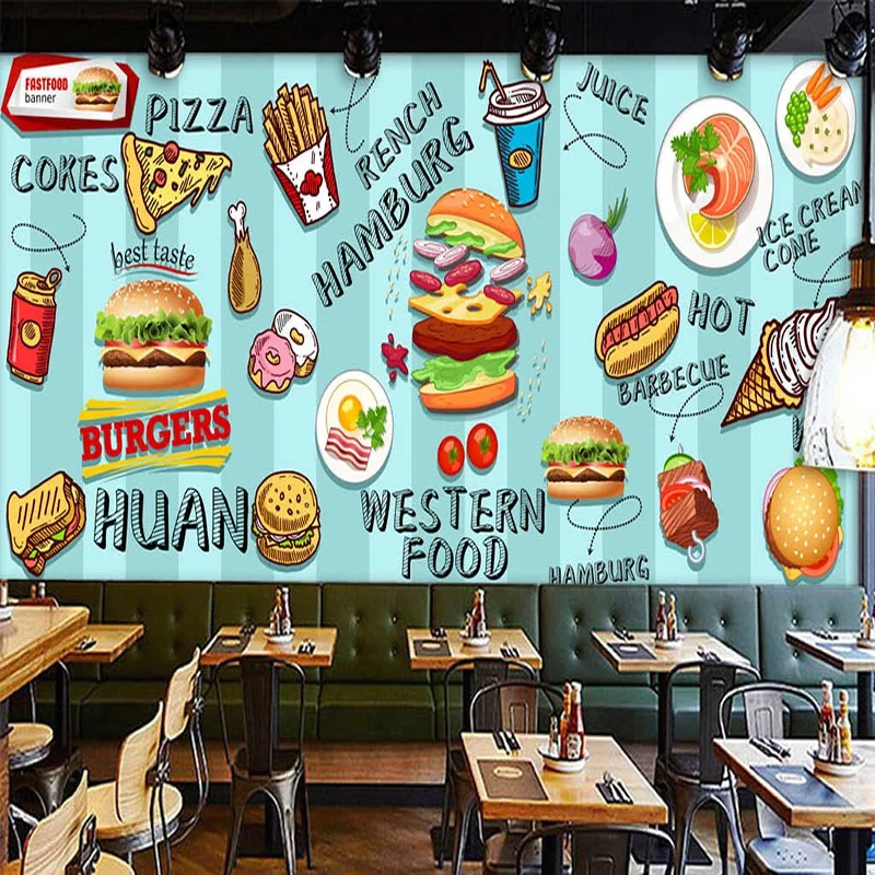 Food Snacks With Fiber - Personalizowana fototapeta 3D, ręcznie malowana, Hamburgerska