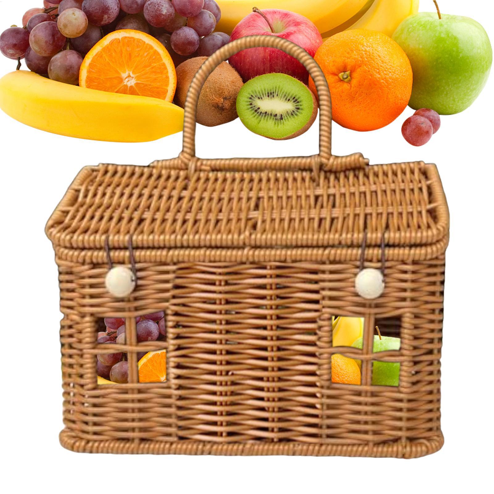 Food Snacks With Fiber - Kosz rattanowy w stylu vintage w