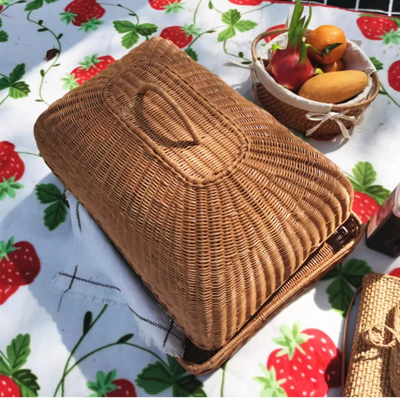 Food Snacks With Fiber - Retro Pokrowiec na Jedzenie Imitujący Rattan,